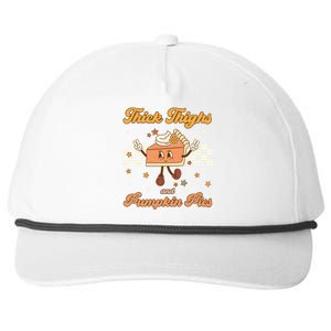 Thick Thighs And Pumpkin Pies Funny Retro Groovy Thanksgiving Gift Snapback Five-Panel Rope Hat