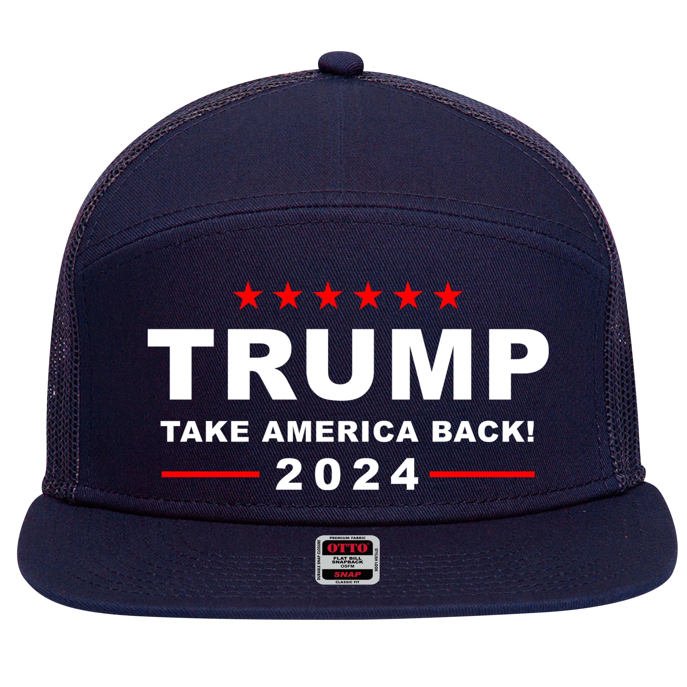 Trump Take America Back 2024 Election 7 Panel Mesh Trucker Snapback Hat