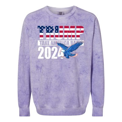 Trump Take America Back 2024 Eagle Colorblast Crewneck Sweatshirt