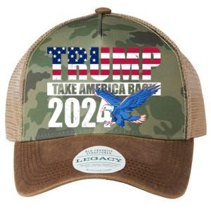 Trump Take America Back 2024 Eagle Legacy Tie Dye Trucker Hat