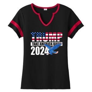 Trump Take America Back 2024 Eagle Ladies Halftime Notch Neck Tee