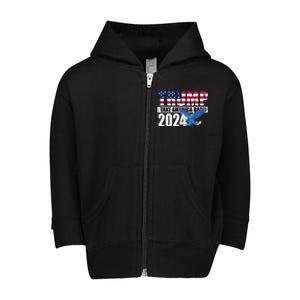 Trump Take America Back 2024 Eagle Toddler Zip Fleece Hoodie