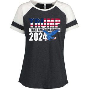 Trump Take America Back 2024 Eagle Enza Ladies Jersey Colorblock Tee