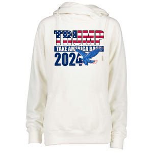 Trump Take America Back 2024 Eagle Womens Funnel Neck Pullover Hood