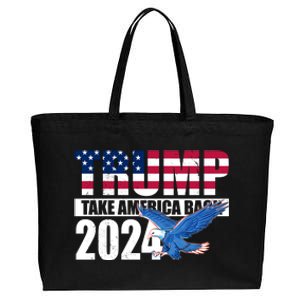 Trump Take America Back 2024 Eagle Cotton Canvas Jumbo Tote