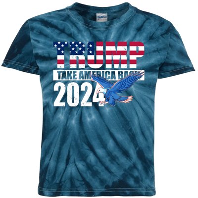 Trump Take America Back 2024 Eagle Kids Tie-Dye T-Shirt