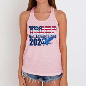 Trump Take America Back 2024 Eagle Women's Knotted Racerback Tank