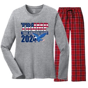 Trump Take America Back 2024 Eagle Women's Long Sleeve Flannel Pajama Set 