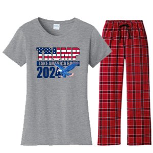 Trump Take America Back 2024 Eagle Women's Flannel Pajama Set