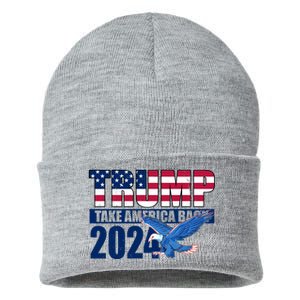 Trump Take America Back 2024 Eagle Sustainable Knit Beanie