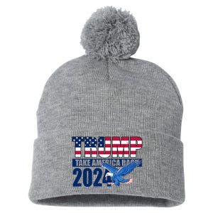 Trump Take America Back 2024 Eagle Pom Pom 12in Knit Beanie