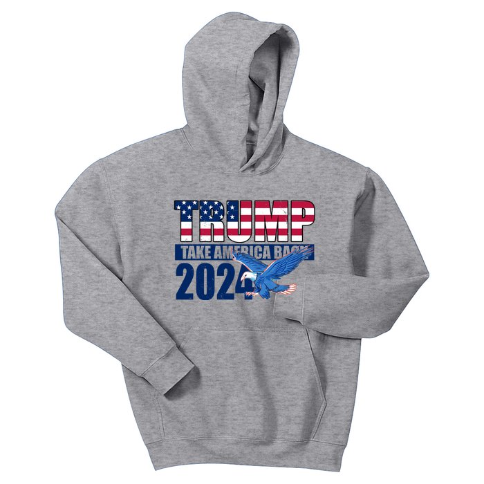 Trump Take America Back 2024 Eagle Kids Hoodie