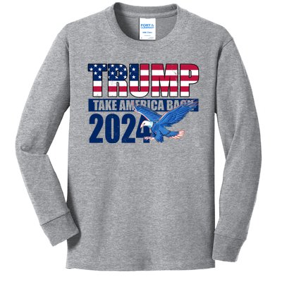 Trump Take America Back 2024 Eagle Kids Long Sleeve Shirt