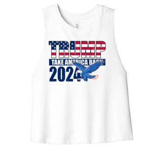 Trump Take America Back 2024 Eagle Women's Racerback Cropped Tank