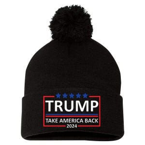  Donald Trump 2024 Take America Back USA United States Pom Pom 12in Knit Beanie