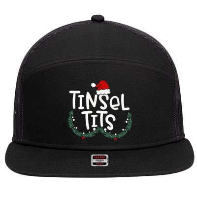 Tinsel Tits And Jingle Balls Funny Matching Christmas Couple 7 Panel Mesh Trucker Snapback Hat