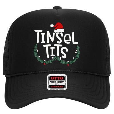 Tinsel Tits And Jingle Balls Funny Matching Christmas Couple High Crown Mesh Back Trucker Hat