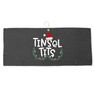 Tinsel Tits And Jingle Balls Funny Matching Christmas Couple Large Microfiber Waffle Golf Towel