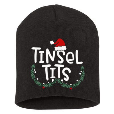 Tinsel Tits And Jingle Balls Funny Matching Christmas Couple Short Acrylic Beanie