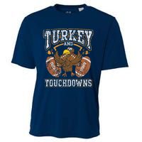 Thanksgiving Turkey And Touchdowns Football Cooling Performance Crew T-Shirt