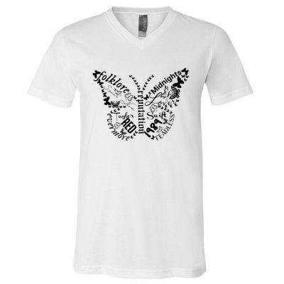 Taylor Ttpd Album Butterfly Silhouette V-Neck T-Shirt