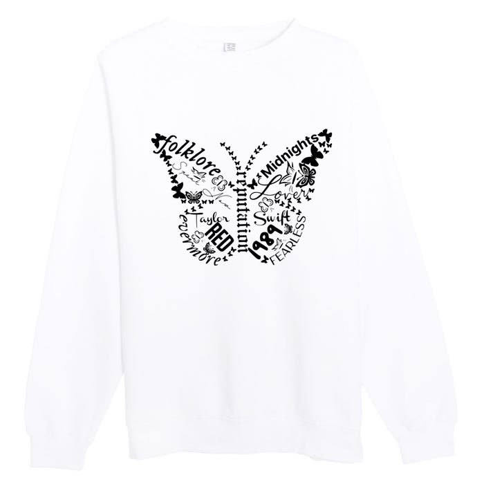 Taylor Ttpd Album Butterfly Silhouette Premium Crewneck Sweatshirt