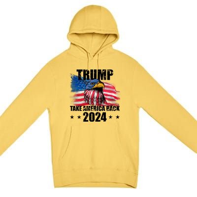 Trump Take America Back 2024 Eagle Usa Flag Premium Pullover Hoodie