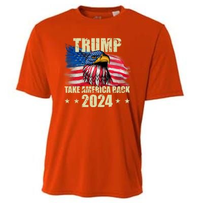 Trump Take America Back 2024 Eagle Usa Flag Cooling Performance Crew T-Shirt