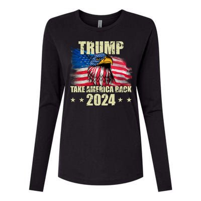 Trump Take America Back 2024 Eagle Usa Flag Womens Cotton Relaxed Long Sleeve T-Shirt