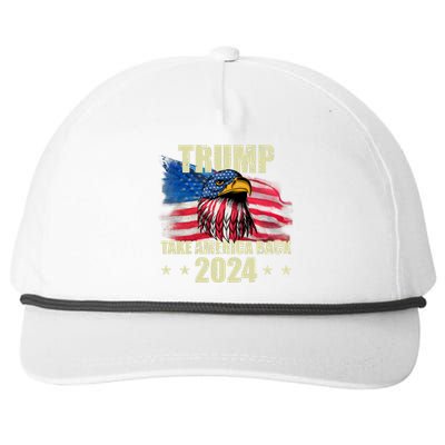 Trump Take America Back 2024 Eagle Usa Flag Snapback Five-Panel Rope Hat