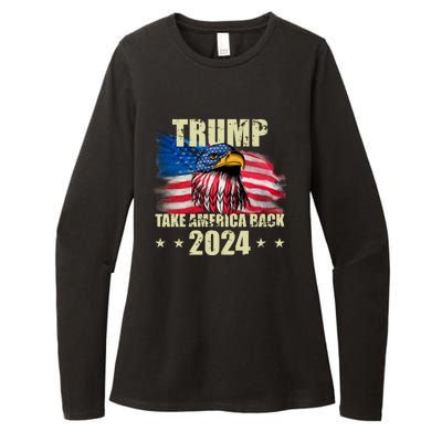 Trump Take America Back 2024 Eagle Usa Flag Womens CVC Long Sleeve Shirt