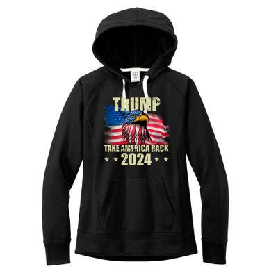 Trump Take America Back 2024 Eagle Usa Flag Women's Fleece Hoodie