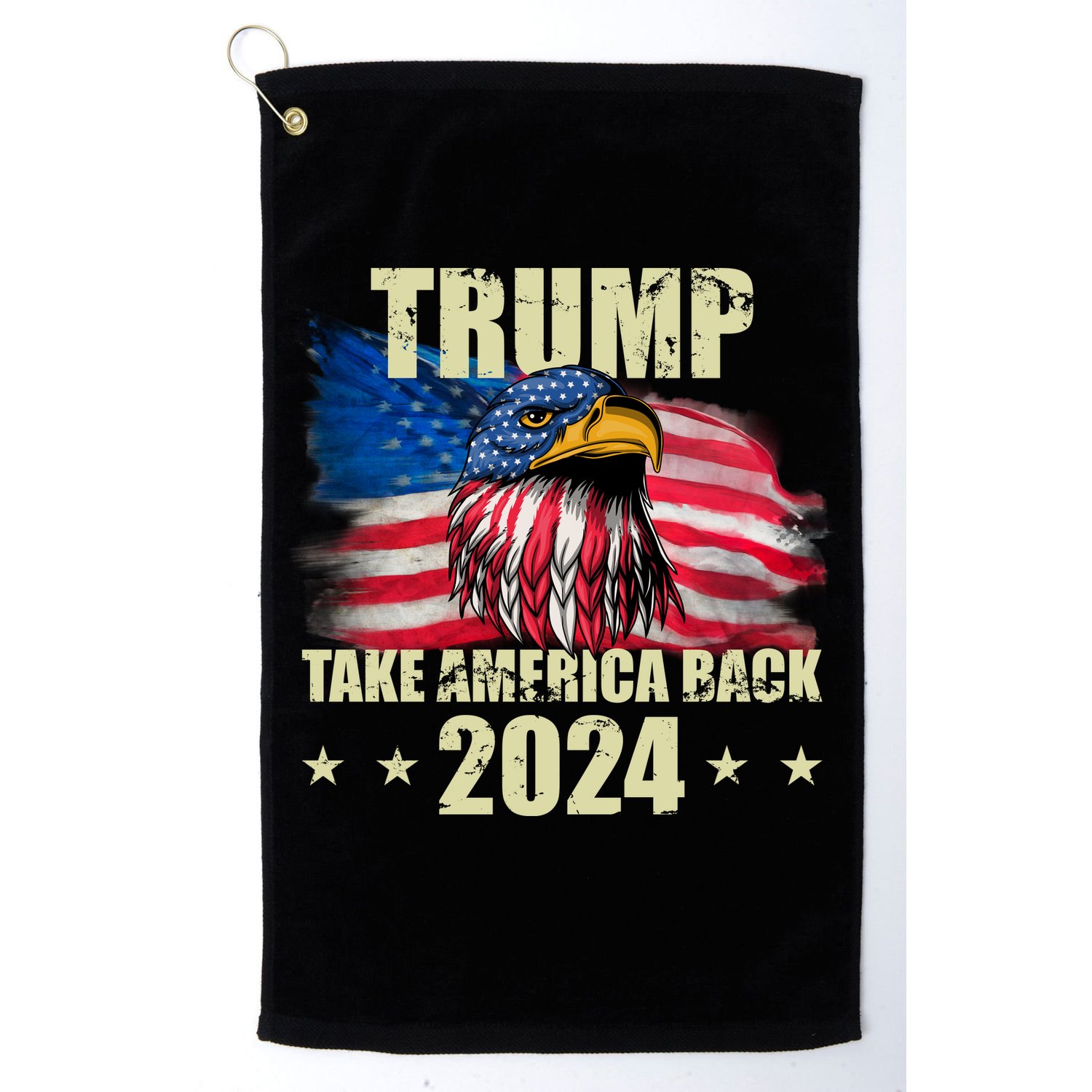 Trump Take America Back 2024 Eagle Usa Flag Golf Towel