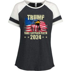 Trump Take America Back 2024 Eagle Usa Flag Enza Ladies Jersey Colorblock Tee