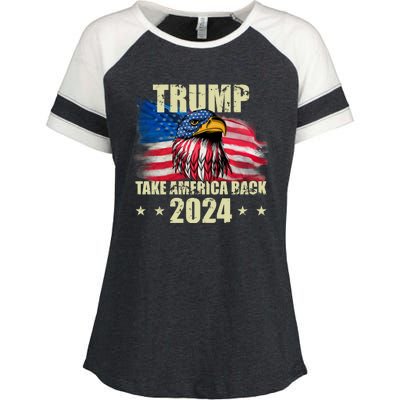 Trump Take America Back 2024 Eagle Usa Flag Enza Ladies Jersey Colorblock Tee