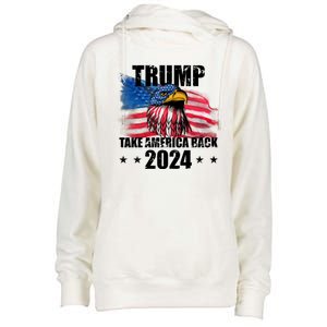 Trump Take America Back 2024 Eagle Usa Flag Womens Funnel Neck Pullover Hood