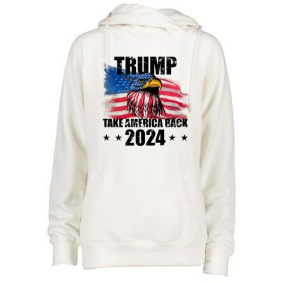 Trump Take America Back 2024 Eagle Usa Flag Womens Funnel Neck Pullover Hood