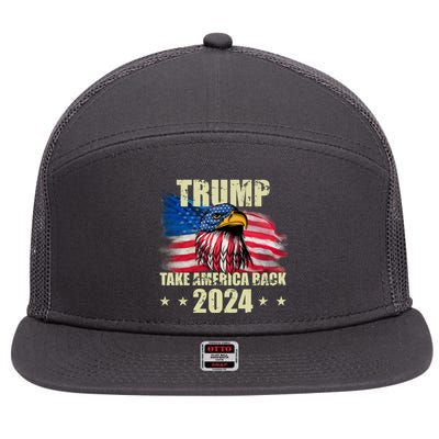 Trump Take America Back 2024 Eagle Usa Flag 7 Panel Mesh Trucker Snapback Hat