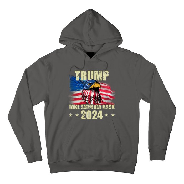 Trump Take America Back 2024 Eagle Usa Flag Hoodie