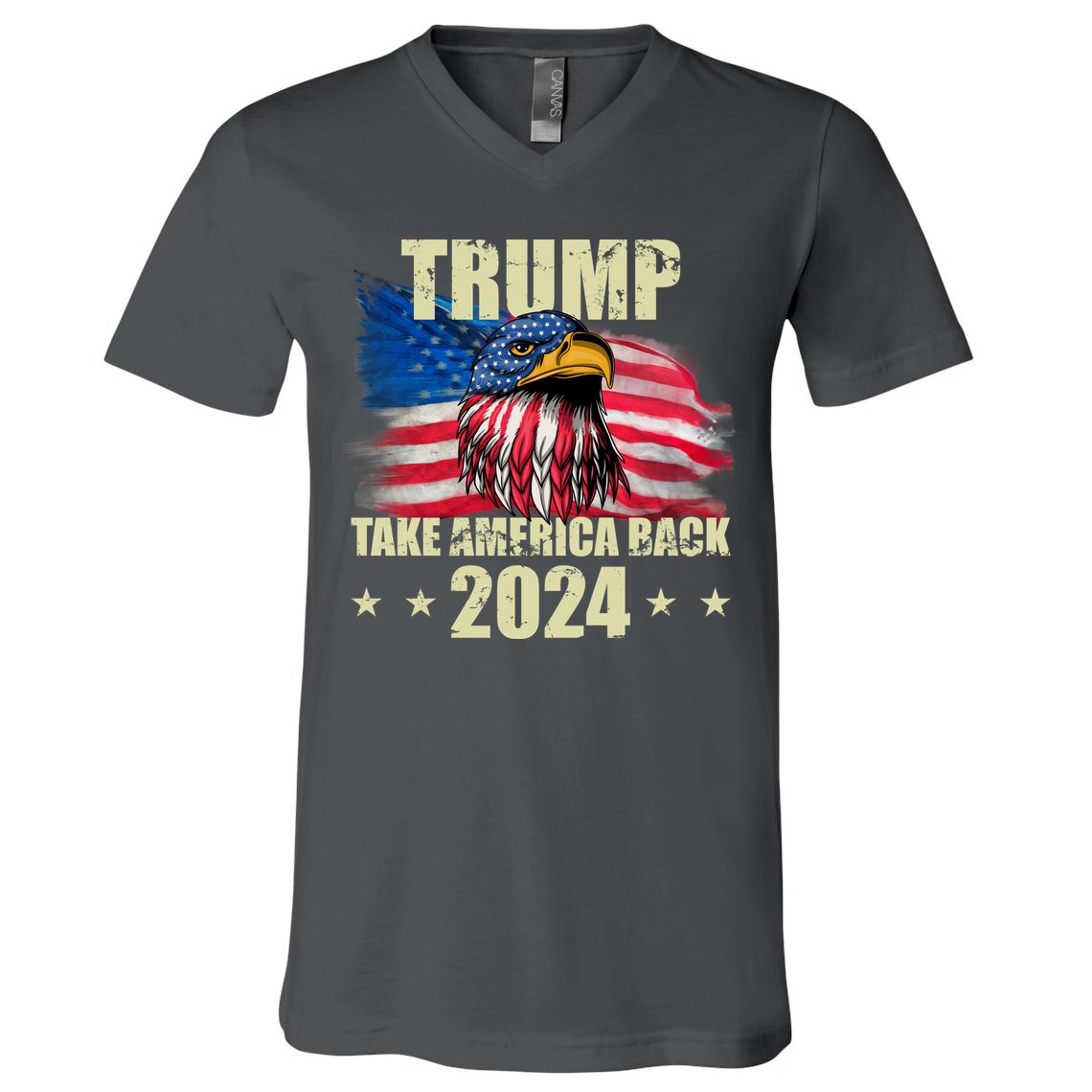 Trump Take America Back 2024 Eagle Usa Flag V-Neck T-Shirt