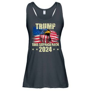 Trump Take America Back 2024 Eagle Usa Flag Ladies Essential Flowy Tank