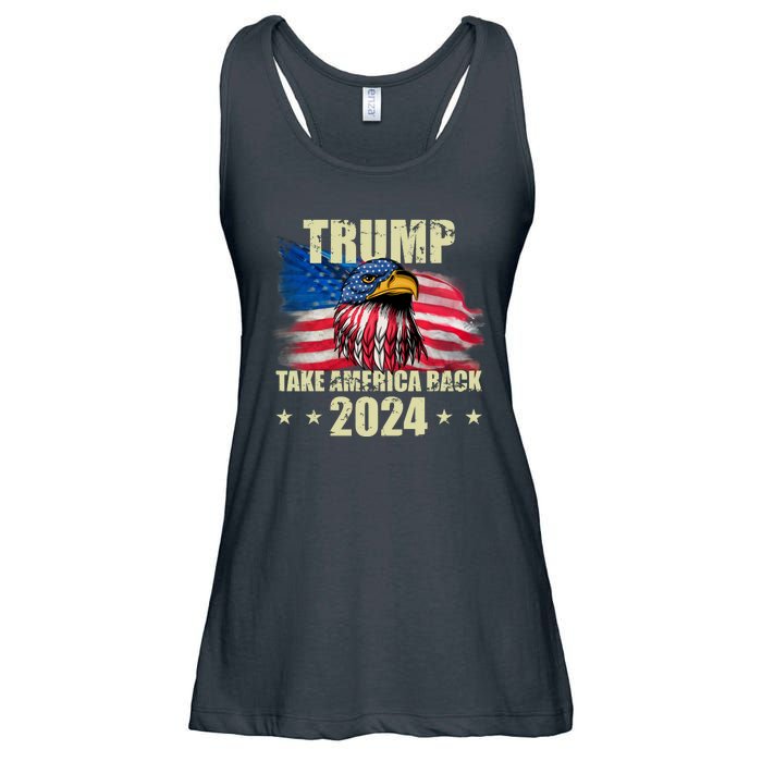 Trump Take America Back 2024 Eagle Usa Flag Ladies Essential Flowy Tank