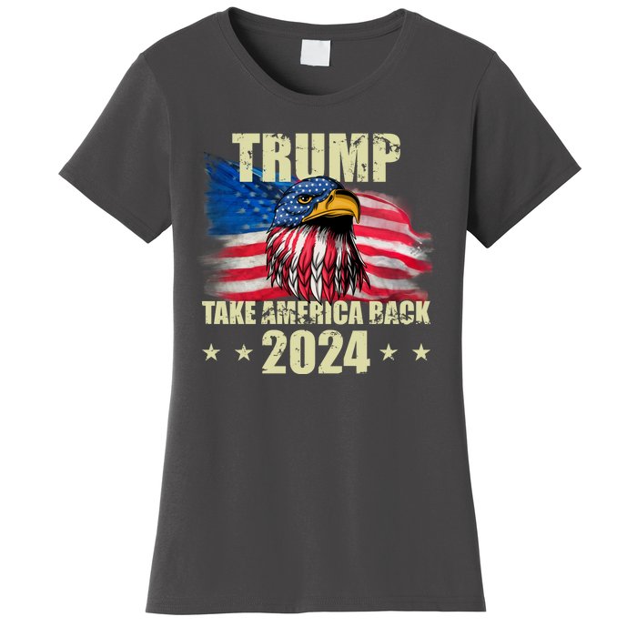 Trump Take America Back 2024 Eagle Usa Flag Women's T-Shirt