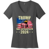 Trump Take America Back 2024 Eagle Usa Flag Women's V-Neck T-Shirt