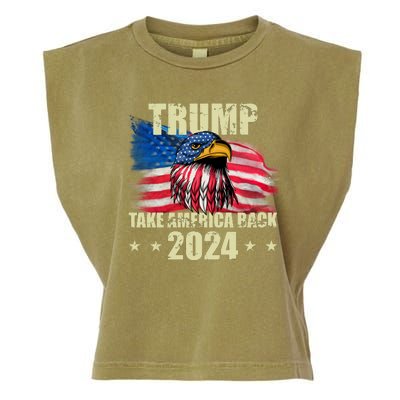 Trump Take America Back 2024 Eagle Usa Flag Garment-Dyed Women's Muscle Tee