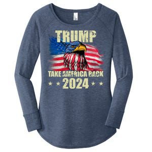 Trump Take America Back 2024 Eagle Usa Flag Women's Perfect Tri Tunic Long Sleeve Shirt