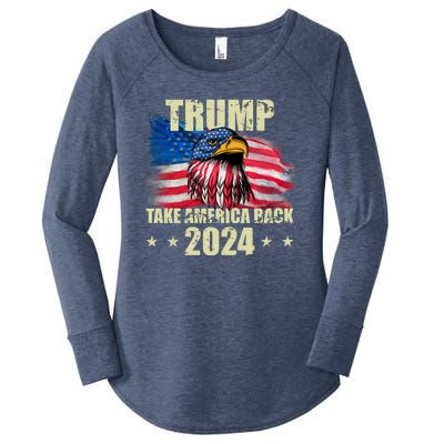 Trump Take America Back 2024 Eagle Usa Flag Women's Perfect Tri Tunic Long Sleeve Shirt