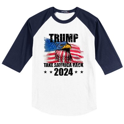 Trump Take America Back 2024 Eagle Usa Flag Baseball Sleeve Shirt