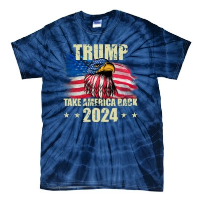 Trump Take America Back 2024 Eagle Usa Flag Tie-Dye T-Shirt