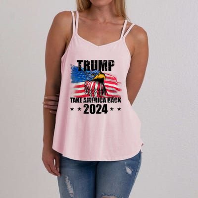 Trump Take America Back 2024 Eagle Usa Flag Women's Strappy Tank